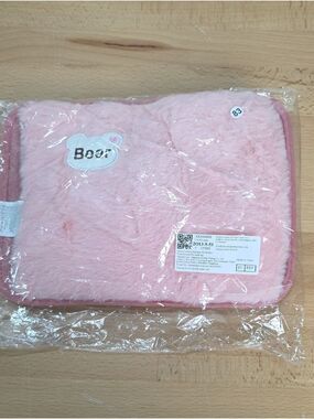Hot Water Bag.Pink Plush Bear Patch Soft Cosmetic Pouch